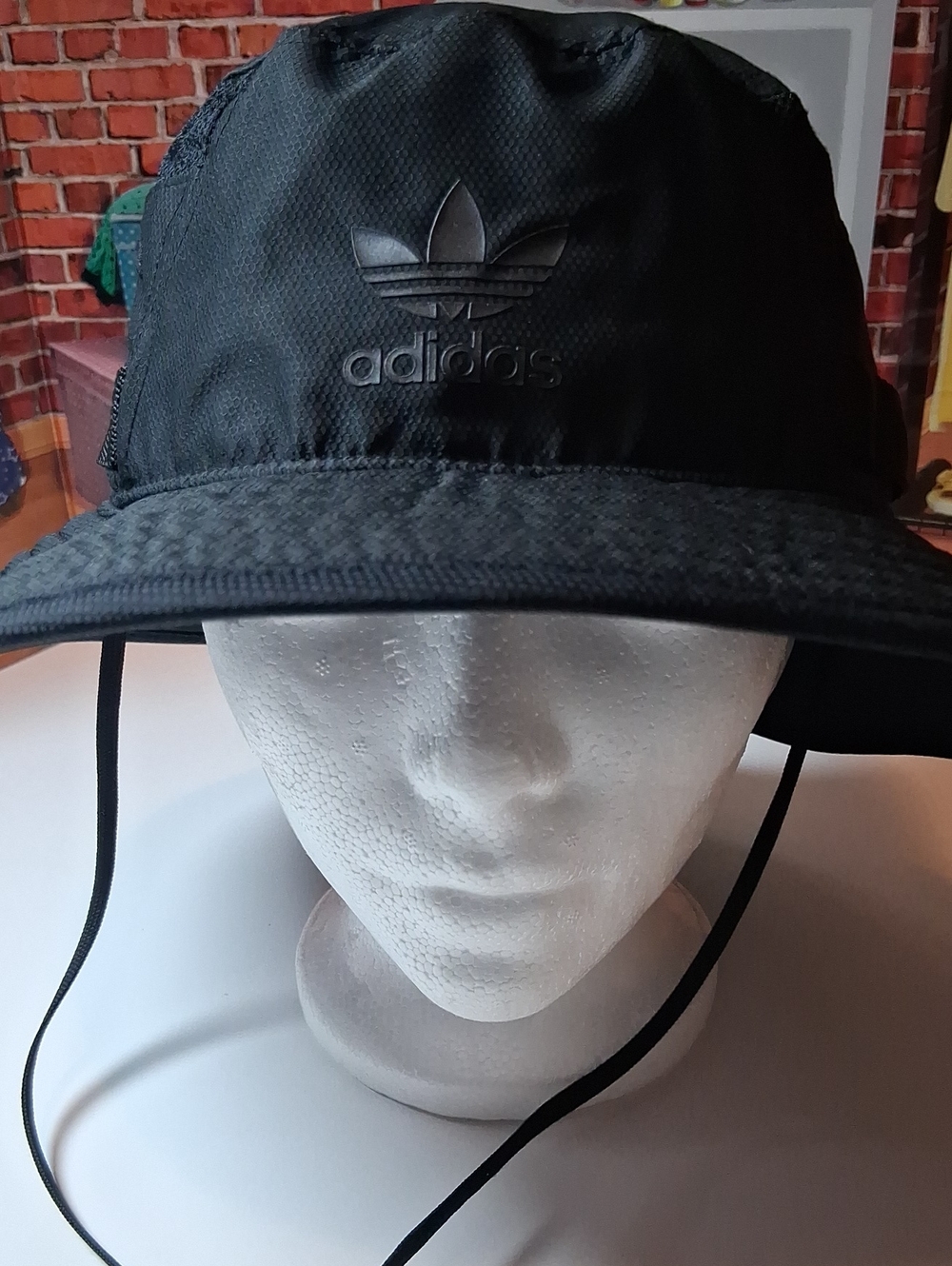 adidas Black Trefoil Chin-Strap Bucket Hat